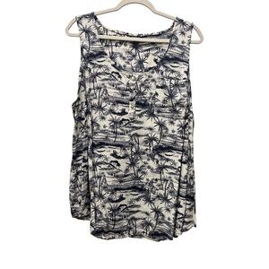 Torrid Navy and White Tropical Print Top